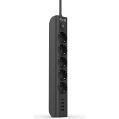 İNCA IPW-44TU 5 PORT 2X USB+ TYPE-C AKIM KORUMALI LED TUŞLU PRİZ 1.5M - SİYAH