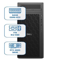 DELL PRO MAX TOWER T2 CORE ULTRA 9 285K 64GB ECC RAM 1TB M.2 SSD RTX 4500 32GB W11P WS