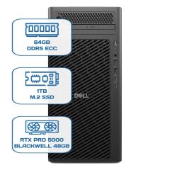 DELL PRO MAX TOWER T2 CORE ULTRA 9 285K 64GB ECC RAM 1TB M.2 SSD RTX PRO 5000 Blackwell 48 GB W11P WS