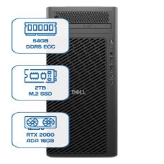 DELL PRO MAX TOWER T2 CORE ULTRA 9 285K 64GB ECC RAM 2TB M.2 SSD RTX 2000 ADA 16GB W11P WS