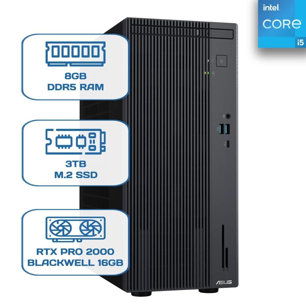 Asus ExpertCenter P500 P500MV-I513428512B0D i5 13420H 8 GB DDR5 3 TB M.2 SSD RTX PRO 2000 BLACKWELL 16GB W11P Desktop