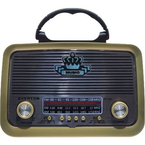 EVERTON RT-301 BLUETOOTH-USB-SD-FM ŞARJLI NOSTALJİK RADYO EL FENERLİ
