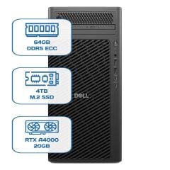 DELL PRO MAX TOWER T2 CORE ULTRA 9 285K 64GB ECC RAM 4TB M.2 SSD RTX A4000 20 GB W11P WS