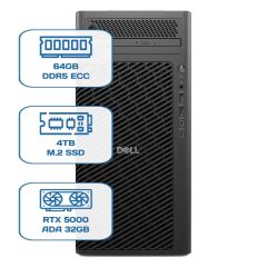 DELL PRO MAX TOWER T2 CORE ULTRA 9 285K 64GB ECC RAM 4TB M.2 SSD RTX 5000 ADA 32GB W11P WS