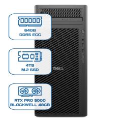 DELL PRO MAX TOWER T2 CORE ULTRA 9 285K 64GB ECC RAM 4TB M.2 SSD RTX PRO 5000 Blackwell 48 GB W11P WS