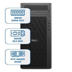 DELL PRO MAX TOWER T2 CORE ULTRA 9 285K 128GB ECC RAM 512GB M.2 SSD RTX A4000 20 GB W11P WS