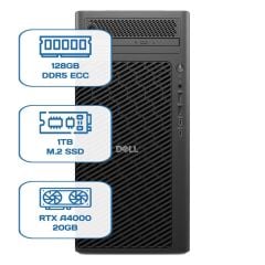 DELL PRO MAX TOWER T2 CORE ULTRA 9 285K 128GB ECC RAM 1TB M.2 SSD RTX A4000 20 GB W11P WS