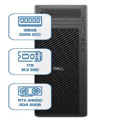 DELL PRO MAX TOWER T2 CORE ULTRA 9 285K 128GB ECC RAM 1TB M.2 SSD RTX A4000 ADA 20 GB W11P WS