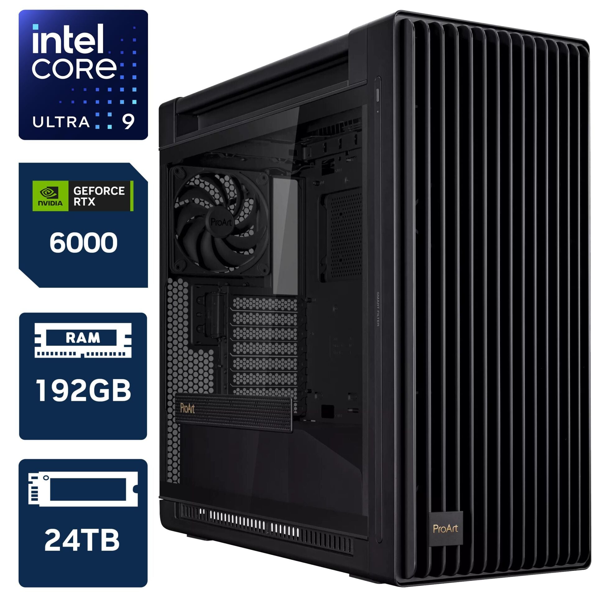 AI Yapay Zeka Sistem INTEL CORE ULTRA 9 285K / 192GB DDR5 / 20TB HDD / 4TB M.2 SSD / RTX PRO 60000 BLACKWELL 96GB / W11P