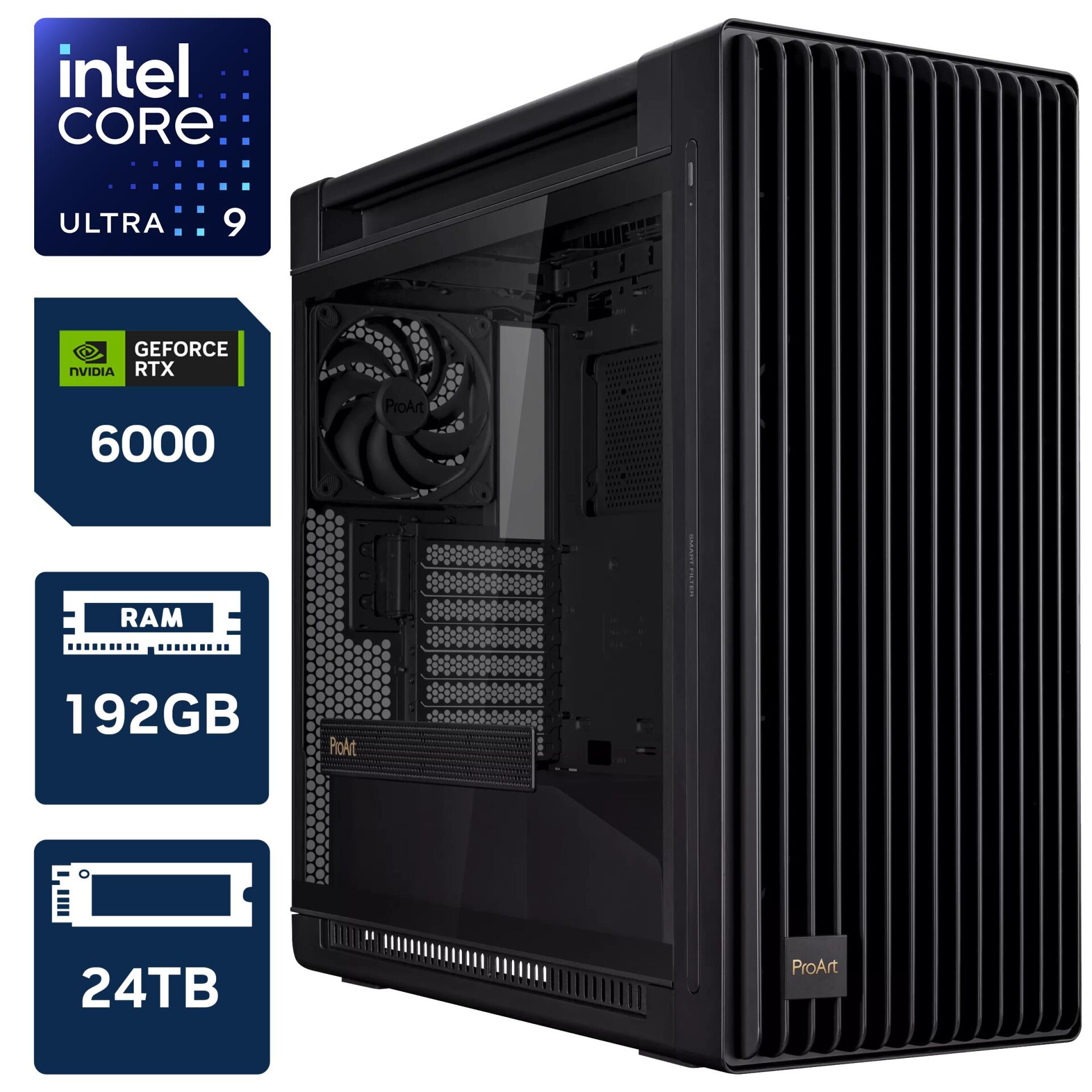 AI Yapay Zeka Sistem INTEL CORE ULTRA 9 285K / 192GB DDR5 / 20TB HDD / 4TB M.2 SSD / RTX PRO 60000 BLACKWELL 96GB / W11P