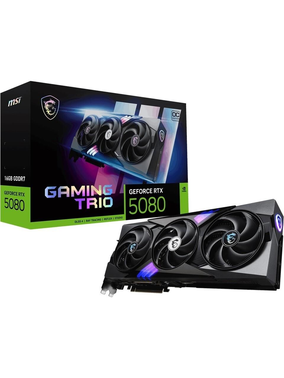 MSI GEFORCE GAMING TRIO OC RTX5080 16GB GDRR7 256B DX12 PCIE 5.0 X16 (3XDP 1XHDMI) EKRAN KARTI G5080-16GTC