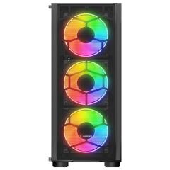 RAMPAGE HOLLOW 650W 80+ 4X12CM ARGB FAN+ KONTROLCÜ TEMPERLİ CAMLI MID TOWER GAMING OYUNCU KASASI