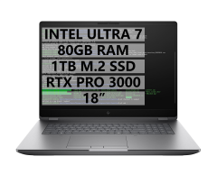 HP MWS C65G8ES ZBOOK FURY18 G1İ U7-255HX - 80GB RAM - 1TB M.2 SSD - RTX PRO 3000 12GB - W11P - 18'' TAŞINABİLİR BİLGİSAYAR