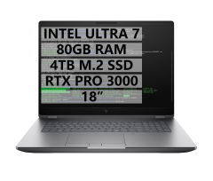 HP MWS C65G8ES ZBOOK FURY18 G1İ U7-255HX - 80GB RAM - 4TB M.2 SSD - RTX PRO 3000 12GB - W11P - 18'' TAŞINABİLİR BİLGİSAYAR