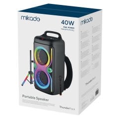 Mikado MD-66BT ThunderBag 40W 3600mAh Çanta Taşıma Özellikli USB/BT/TF/TWS RGB Işıklı Kablosuz Mikrofonlu Toplantı-Parti Hoparlör