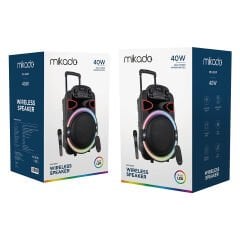 Mikado MD-80KP 40W 7.4W 3600mAh Bataryalı Siyah 1 UHF UV Mikrofonlu USB/BT/TF/TWS/AUX 9V 2A Adaptörlü Toplantı-Parti Hoparlör