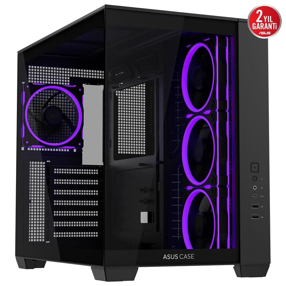 ASUS A32 PLUS ARGB 4XARGB FANLI 1XTYPE-C PANOROMİK MİD TOWER TEMPERED GLASS SİYAH GAMİNG KASA 90DC00S0-B19000