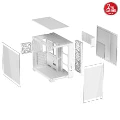 ASUS A32 PLUS ARGB 4XARGB FANLI 1XTYPE-C PANOROMİK MİD TOWER TEMPERED GLASS BEYAZ GAMİNG KASA 90DC00S3-B19000