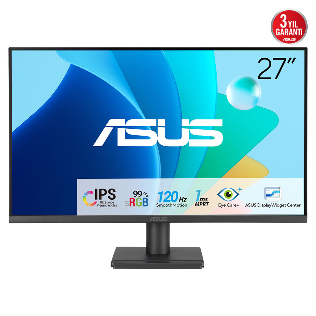 ASUS VA279HG 27 IPS 1920X1080 1MS 120HZ 300CD HDMI VGA VESA 3YIL EYECARE FLICKER-FREE DÜŞÜK MAVİ IŞIK 99%SRGB ÇERÇEVESİZ MONİTÖR 90LM04J1-B02371 (OUTLET ÜRÜN)