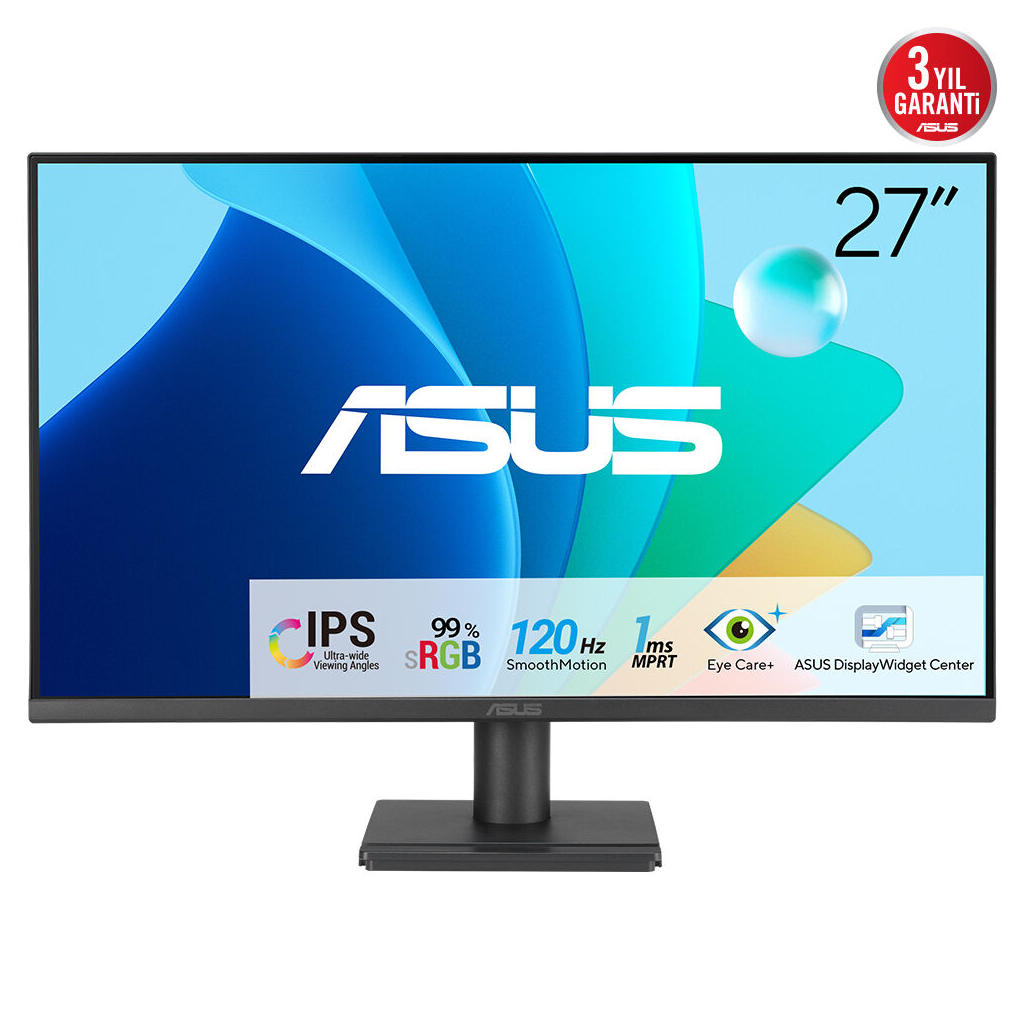 ASUS VA279HG 27 IPS 1920X1080 1MS 120HZ 300CD HDMI VGA VESA 3YIL EYECARE FLICKER-FREE DÜŞÜK MAVİ IŞIK 99%SRGB ÇERÇEVESİZ MONİTÖR 90LM04J1-B02371 (OUTLET ÜRÜN)