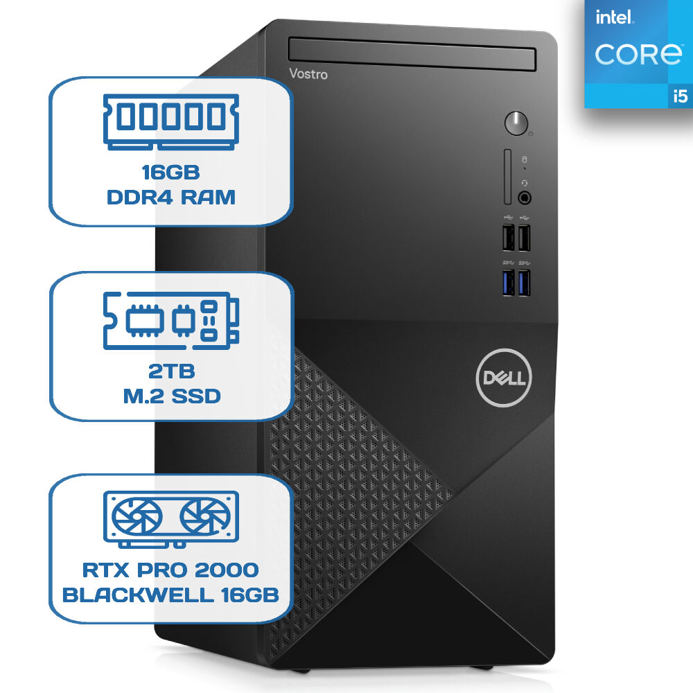 Dell Vostro 3020 N2046VDT3020MT i5 13400 16 GB DDR4 2 TB M.2 SSD RTX PRO 2000 BLACKWELL 16GB W11P Desktop