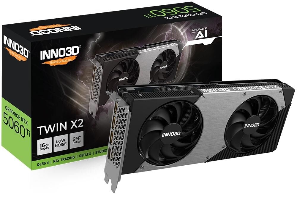 İNNO3D RTX5060Tİ 16GB TWİN X2 128BİT GDDR7 3XDP, HDMI EKRAN KARTI N506T2-16D7-191073N