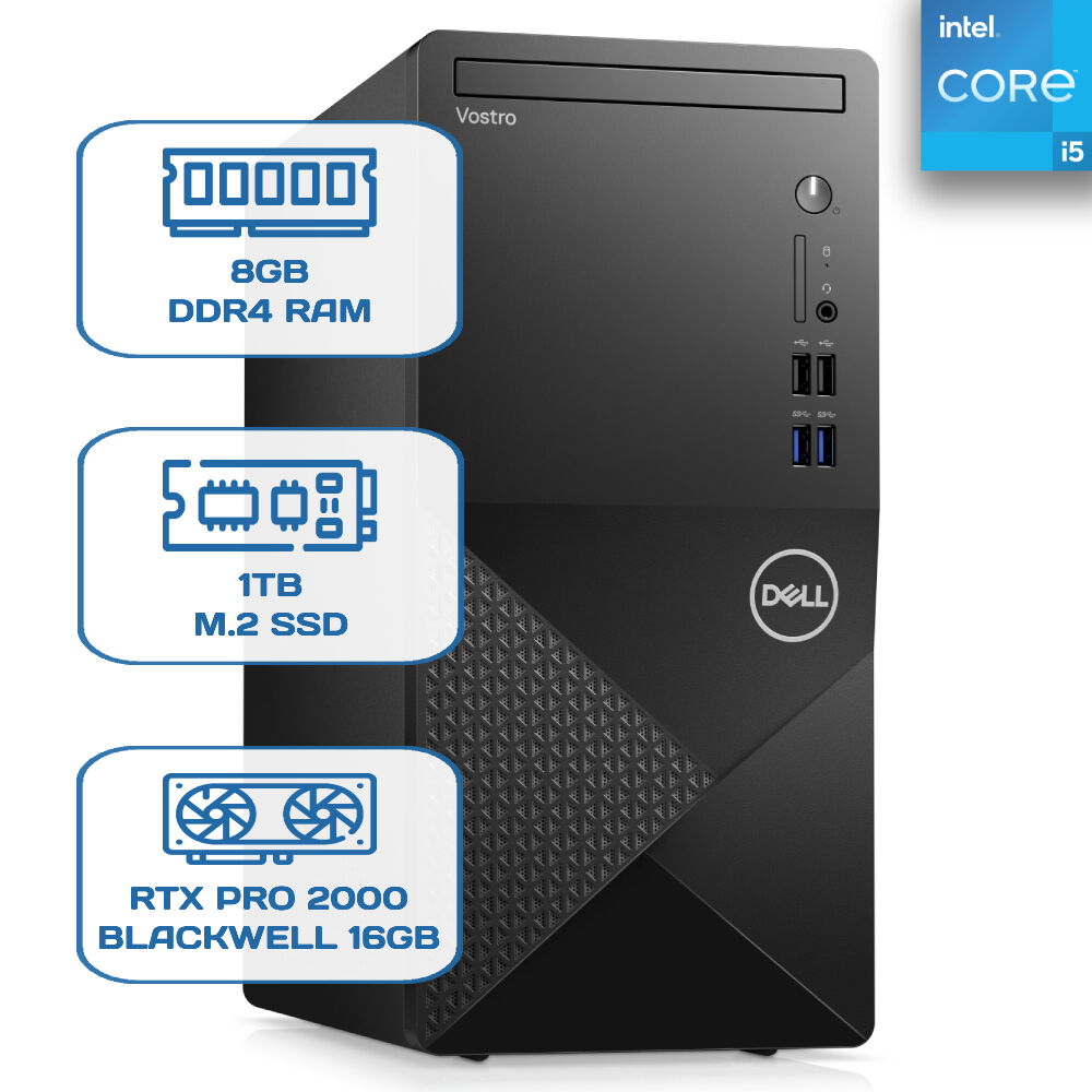 Dell Vostro 3020 N2046VDT3020MT i5 13400 8 GB DDR4 1 TB M.2 SSD RTX PRO 2000 BLACKWELL 16GB W11P Desktop