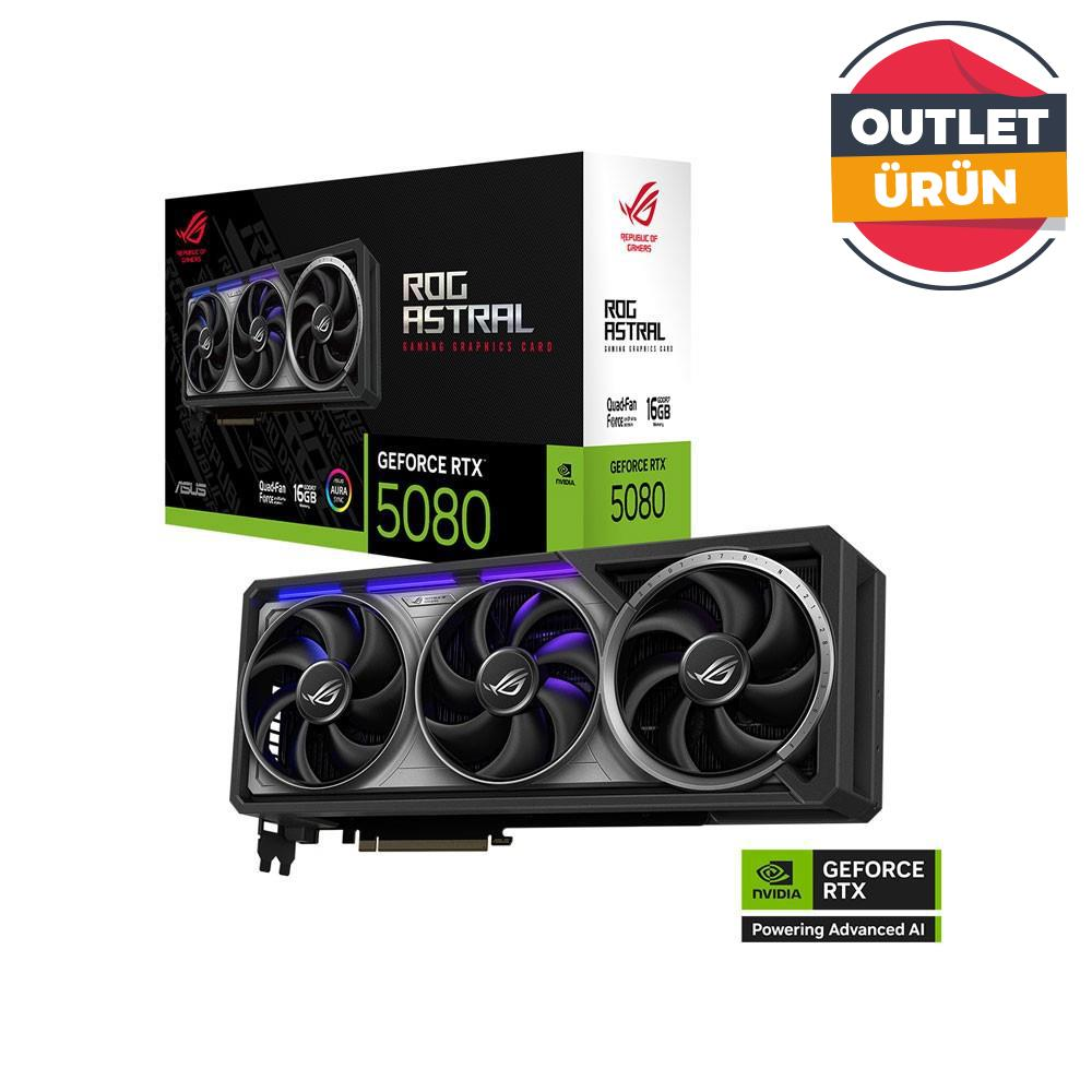 ASUS ROG ASTRAL GEFORCE RTX 5080 OC 16GB GDDR7 256 BİT DLSS 4 EKRAN KARTI  ROG-ASTRAL-RTX5080-O16G-GAMING 90YV0LV0-M0NA00 (OUTLET)