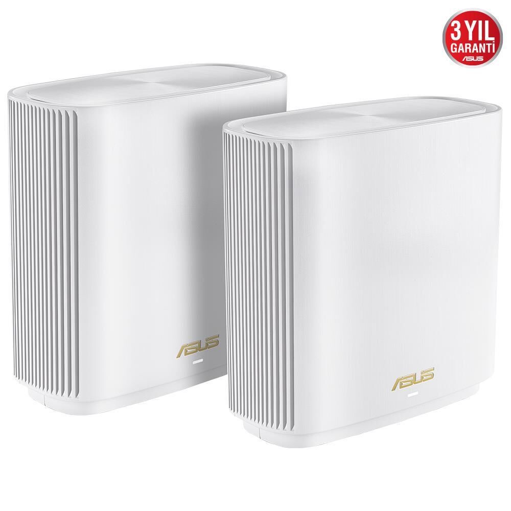 ASUS ZENWİFİ XT8 AX6600 TRİ-BAND WİFİ 6 AİMESH KABLOSUZ MESH SİSTEMİ (BEYAZ, İKİLİ PAKET) 90IG0590-MO3A40