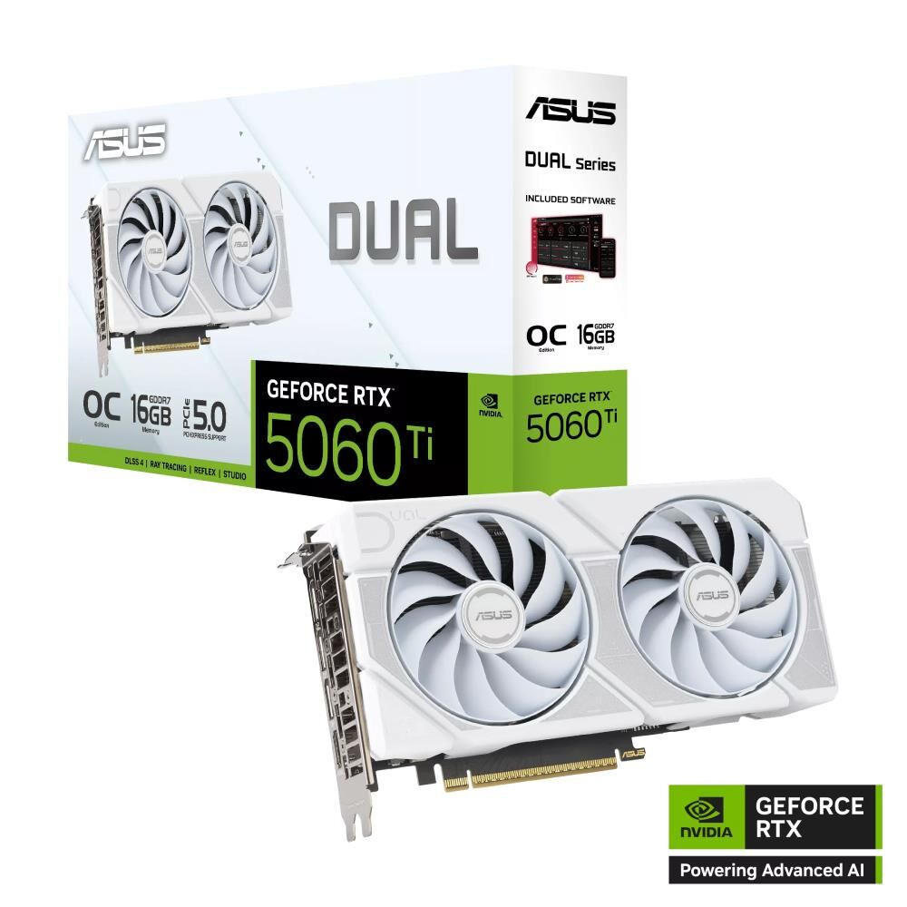 ASUS DUAL GEFORCE RTX 5060 Tİ 16GB GDDR7 WHİTE OC EDİTİON 128 BİT DLSS 4 EKRAN KARTI DUAL-RTX5060TI-O16G-WHITE 90YV0MH6-M0NA00