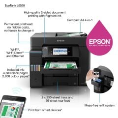EPSON L6550 MEA YAZICI/TARAYICI/FOTOKOPİ/FAKS RENKLİ MÜREKKEP TANKLI YAZICI WI-FI ETHERNET
