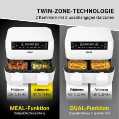 N8WERK DS02797 HOT AIR FRYER ÇİFT SEPETLİ FRİTÖZ BEYAZ