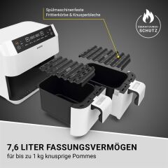 N8WERK DS02797 HOT AIR FRYER ÇİFT SEPETLİ FRİTÖZ BEYAZ