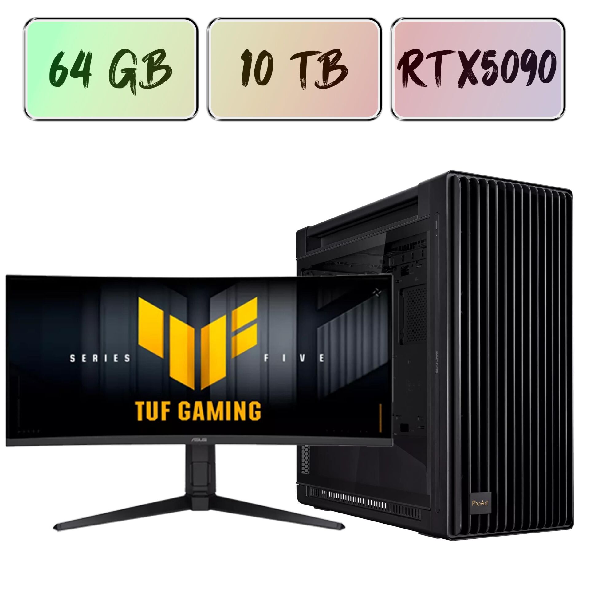 ProArt AMD Ryzen 9 9950X3D 64GB DDR5 2TB M.2 SSD 8TB HDD ASUS ROG Astral LC RTX 5090 W11P + 34'' Gaming Monitör