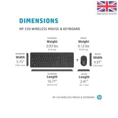 HP 2V9E6AA 330 WİRELESS KLAVYE-MOUSE COMBO SET İNGİLİZCE - SİYAH