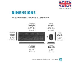 HP 2V9E6AA 330 WİRELESS KLAVYE-MOUSE COMBO SET İNGİLİZCE - SİYAH