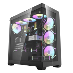 AIGO LUXURY DS900 TYPE-C 1000W 80+ BRONZE ARGB PANORAMIC GLASS MID TOWER SİYAH KASA