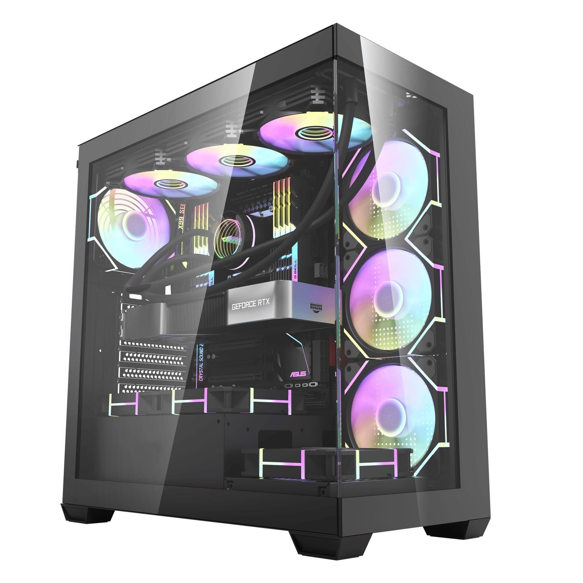 AIGO LUXURY DS900 TYPE-C ARGB PANORAMIC GLASS MID TOWER SİYAH KASA PSU YOK