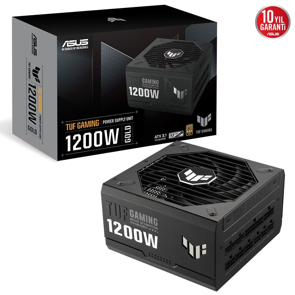 ASUS TUF GAMING 1200G 80 PLUS GOLD 1200W MODÜLER PSU ATX 3.0 UYUMLU 10 YIL GARANTİ 90YE00S0-B0NA00