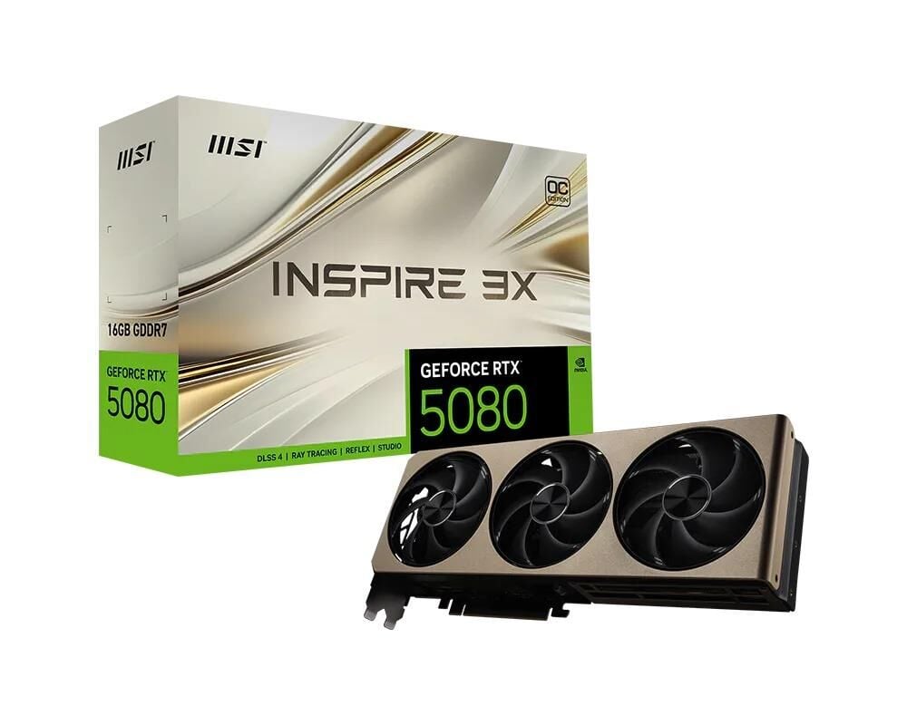 MSI GEFORCE RTX5080 16G INSPIRE 3X OC 16GB GDDR7 DPX3 HDMIX1 DLSS 4 EKRAN KARTI