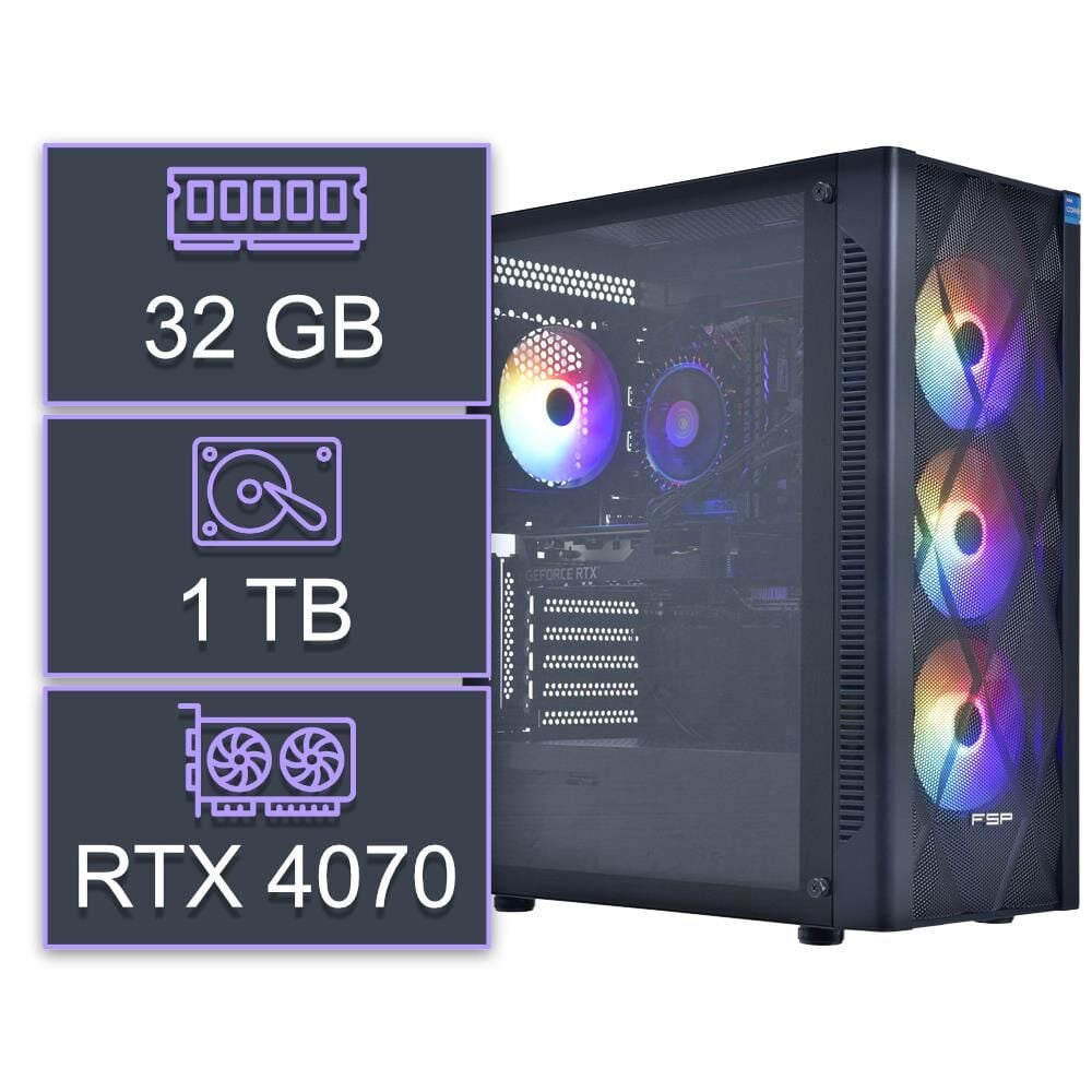 XC327 i7 12700F B760 32GB 1TB M2 SSD RTX4070 12GB MID-TWR GAM.CASE 650W PSU W11H