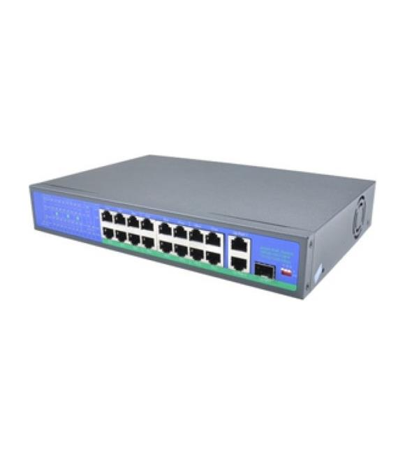 ISEE SWİTCH ISS-1018P 16 PORT POE SWİTCH (250W)+2 PORT GB UPLINK 250M AKTİF POE