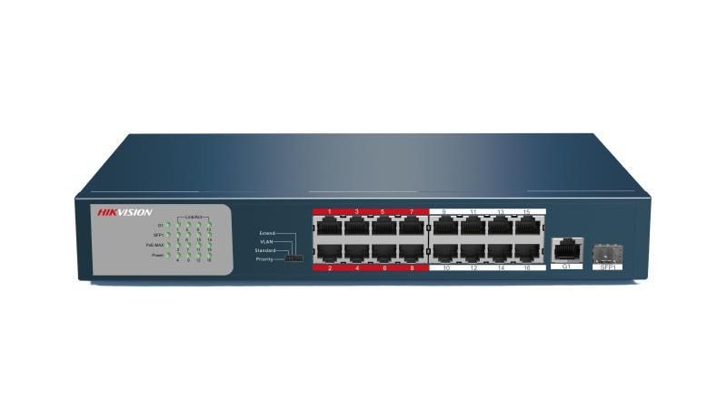 HIKVISION DS-3E0318P-E/M 16FEX1GE+1GE SFP 16 PORT YÖNETİLEMEZ 130W POE SWİTCH GUVDHV3E0318MB93