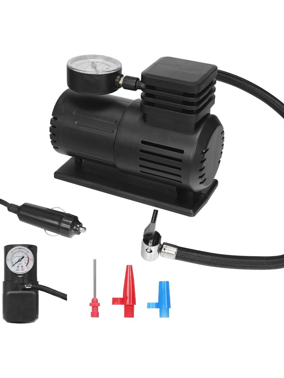 ASONİC HK201 SİYAH 120W 12V ÇAKMAKLIK GİRİŞLİ 150 PSI TAŞINABİLİR BİSİKLET/ ARAÇ HAVA KOMPRESÖRÜ