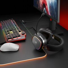 RAMPAGE RETSU SİYAH/GRİ KABLOSUZ 2.4G+ BLUETOOTH EARPAD MİKROFONLU OYUNCU KULAKLIĞI