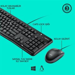 LOGİTECH MK120 KABLOLU SET Q TR USB SİYAH