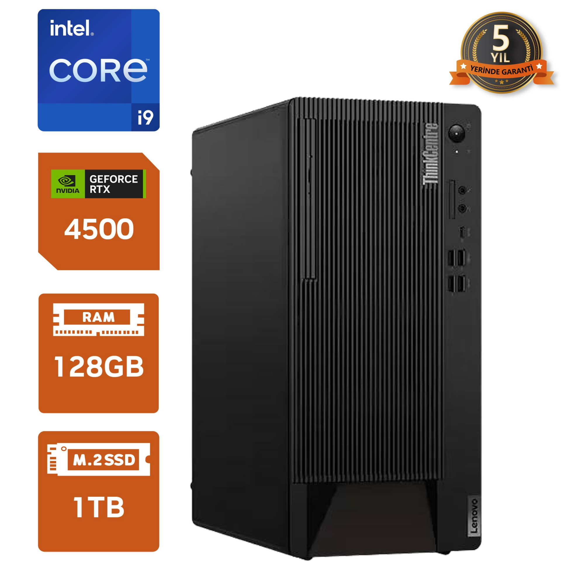 LENOVO M90T GEN 5 12V2S08000 İ9-14900 VPRO/128GB DDR5/1TB M.2 SSD/A4500 20GB/W11P MASAÜSTÜ BİLGİSAYAR 5 YIL GARANTİ