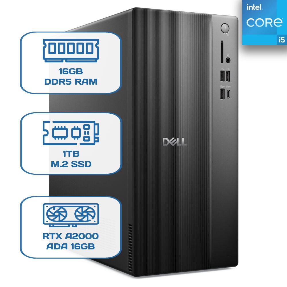Dell Pro Tower Essential BTO005B_QVT1260_EMEA i5 14500 16GB DDR5 1TB M.2 SSD RTX A2000 ADA 16GB W11P Desktop