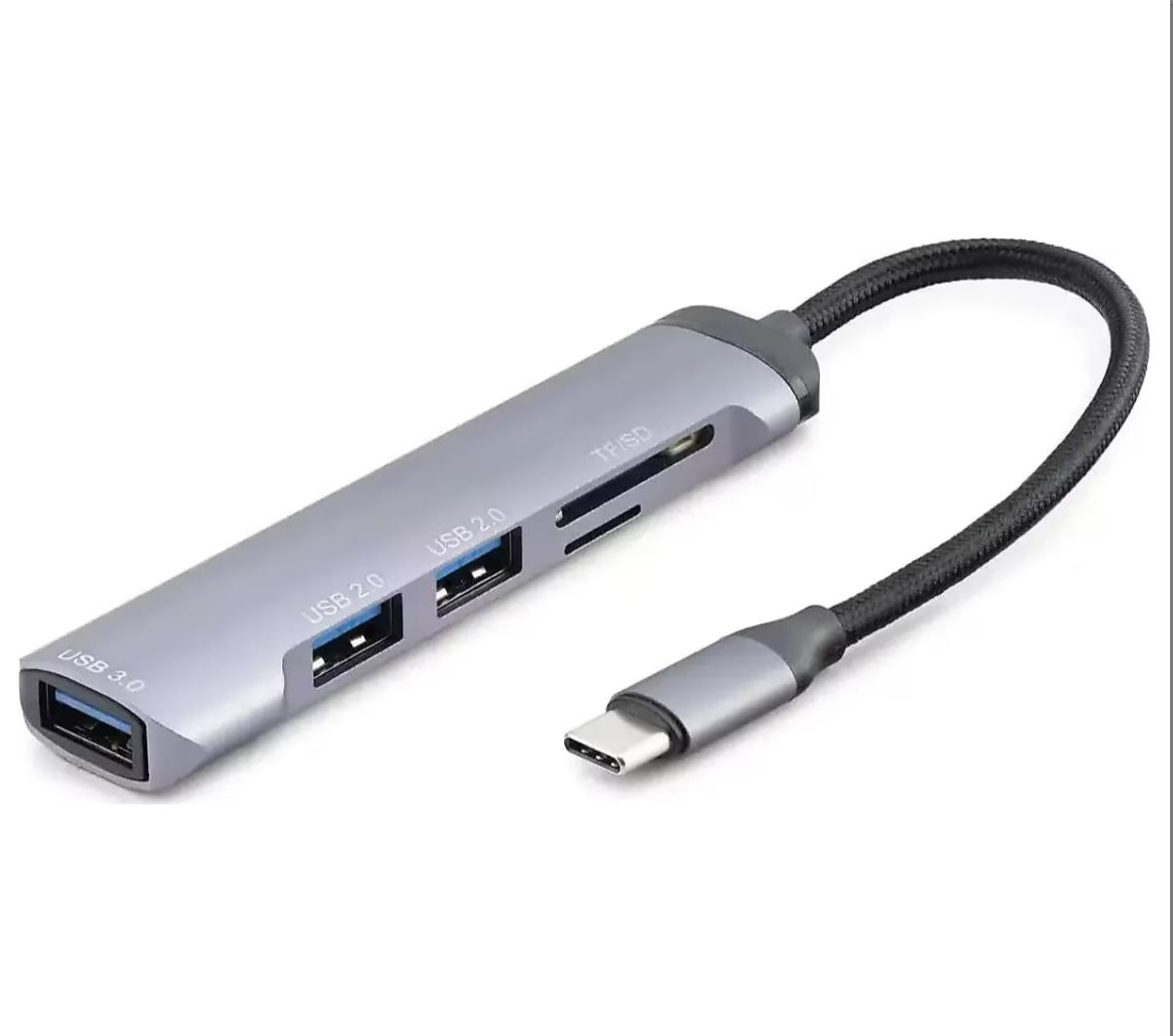 HADRON HDX7039 USB HUB COMBO 5IN1 USB TYPE-C SD + TF CARD GRİ ÇOĞALTICI HUB
