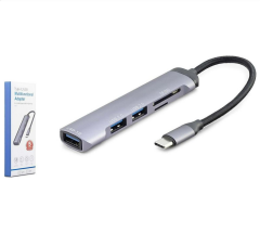 HADRON HDX7039 USB HUB COMBO 5IN1 USB TYPE-C SD + TF CARD GRİ ÇOĞALTICI HUB
